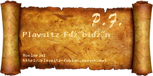 Plavsitz Fábián névjegykártya